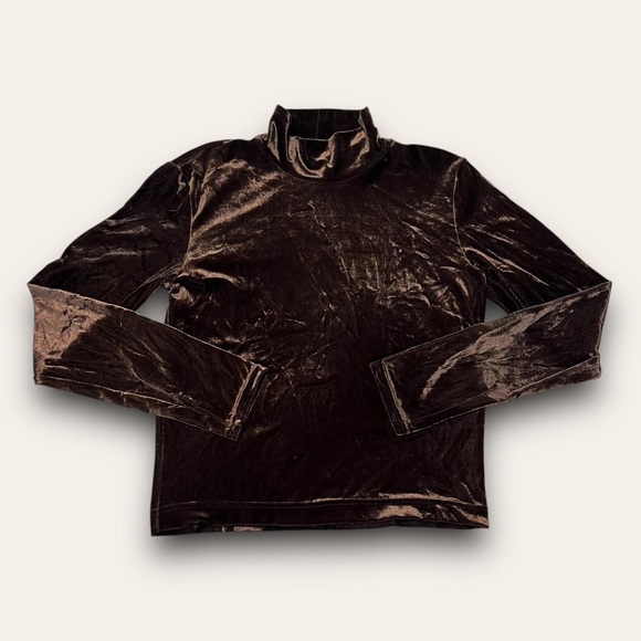 Vintage Brown Turtleneck Top Size Medium 90s 579 Whimsygoth Fairygrunge - Picture 1 of 7